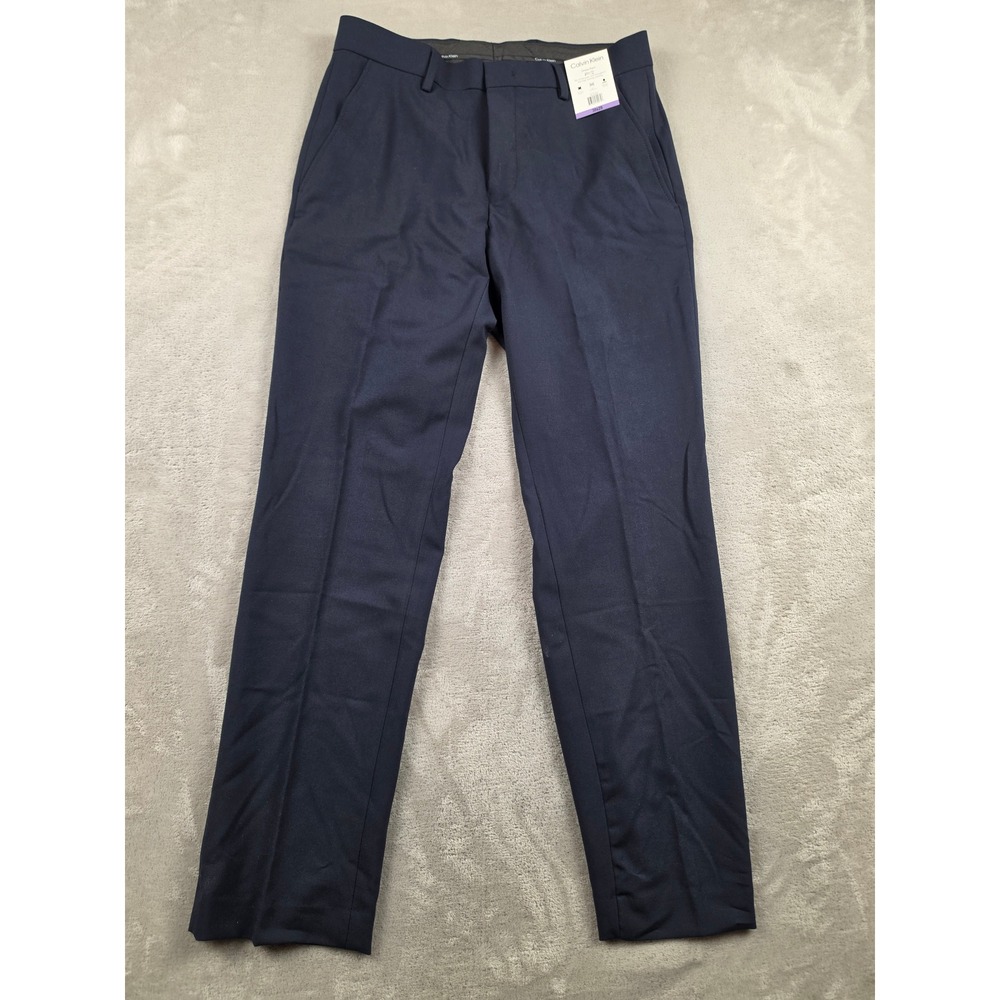Calvin Klein Dress Pant Mens 30x29 Blue Slim Fit Flex Stretch Wicking